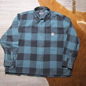 Carhartt Shirt Womens XXLarge Rugged Flex Plaid Flannel Green/Black Button Up